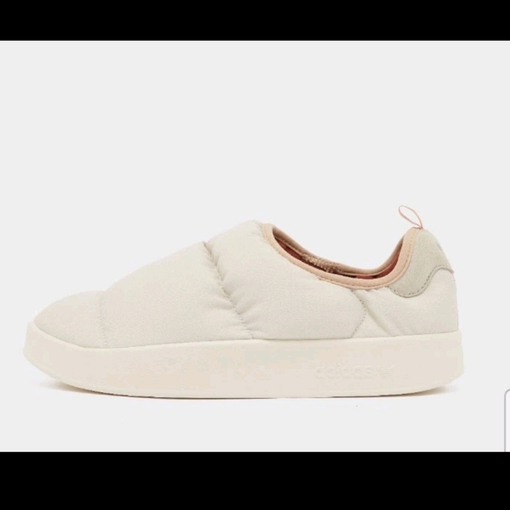 Adidas Mens Puffylette Off White Lightweight Casual Slip On Comfort Shoe Slipper